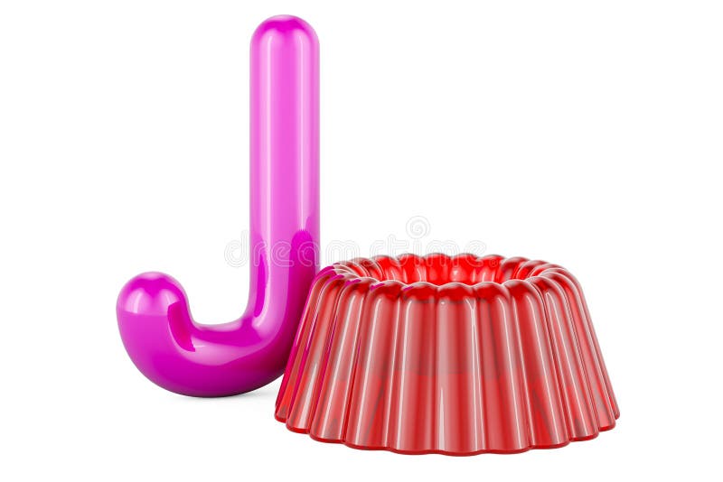 Kids ABC, Letter J with Fruit Jelly. 3D Rendering Stock Illustration