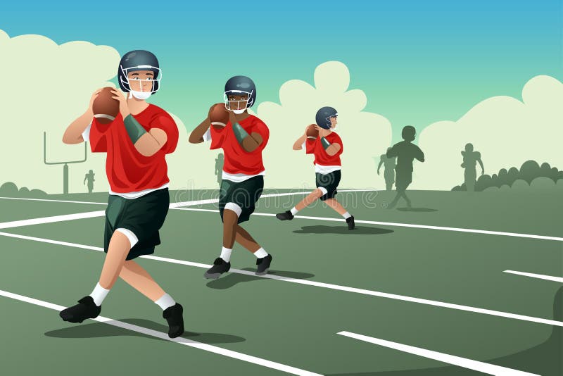A vector illustration of kids practicing football. A vector illustration of kids practicing football