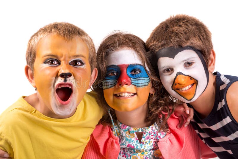 Kids with Animal Face-paint Stock Photo - Image of cute, kids: 139452324
