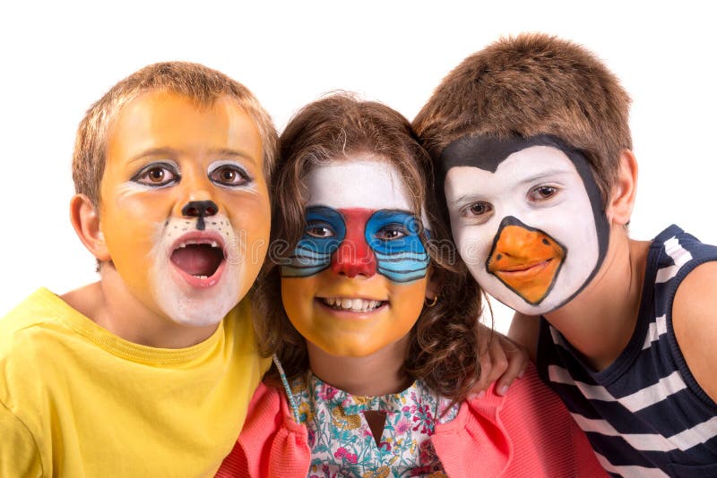 Kids with Animal Face-paint Stock Photo - Image of group, girls: 145690794
