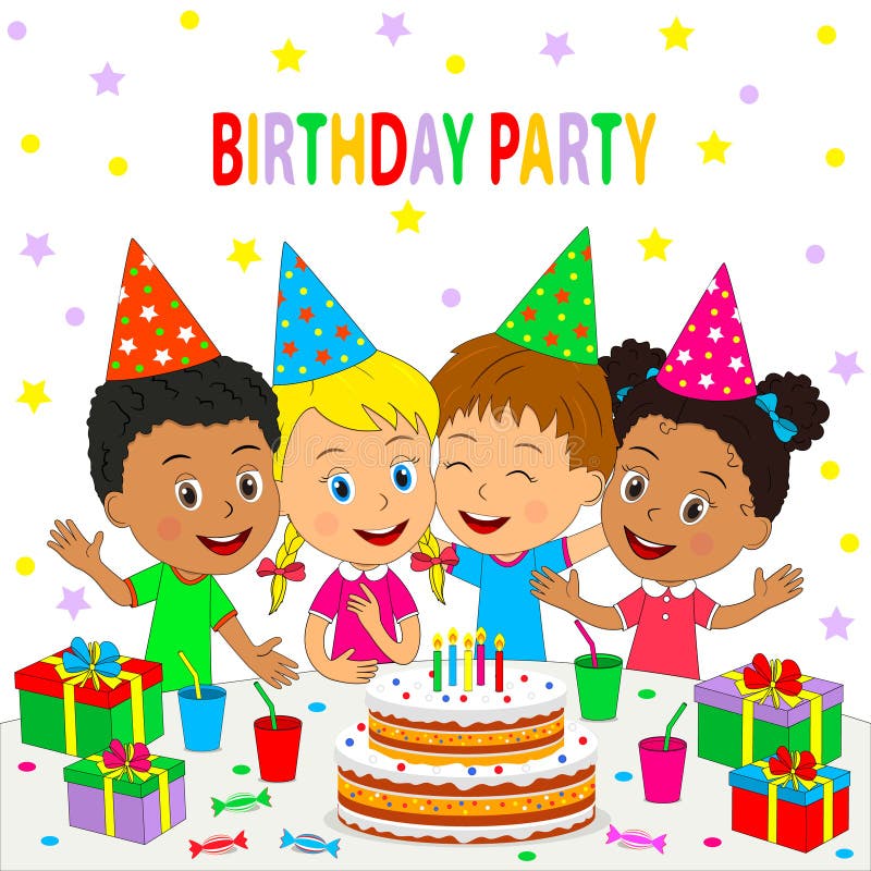 Kids birthday party stock vector. Illustration of hand - 142840881