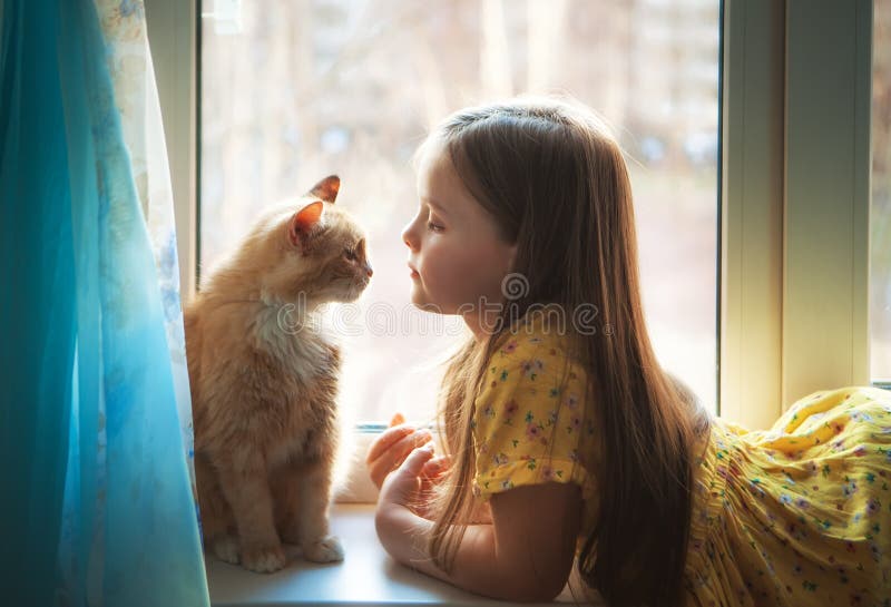 Kids and cat frienship