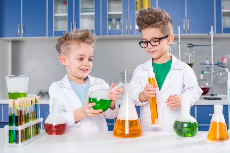 Kids in chemical lab stock image. Image of horizontal - 90722265