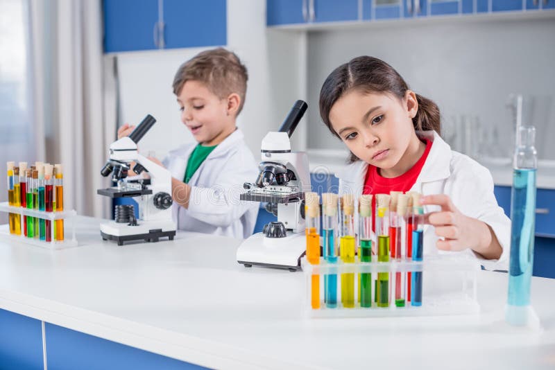 Kids in Chemical Laboratory Stock Photo - Image of school, studying ...