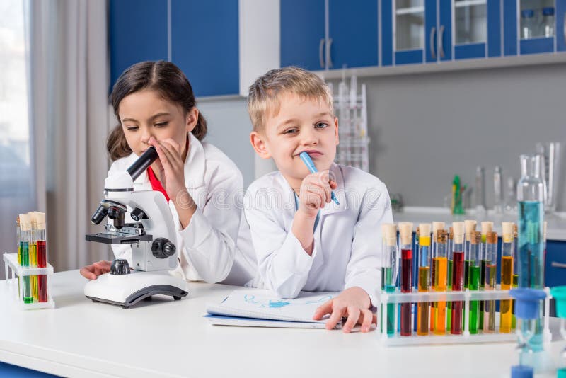 Kids in Chemical Laboratory Stock Photo - Image of people, science ...