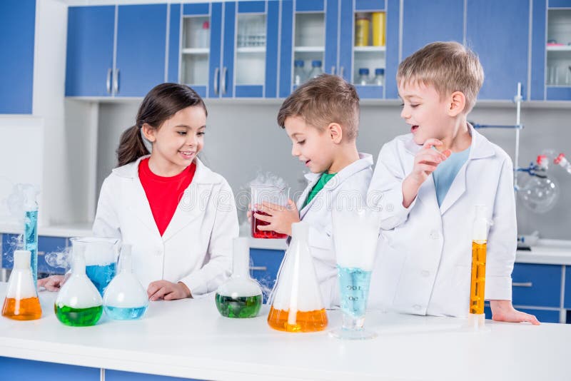 Kids in Chemical Laboratory Stock Image Image of schoolboys, tuition