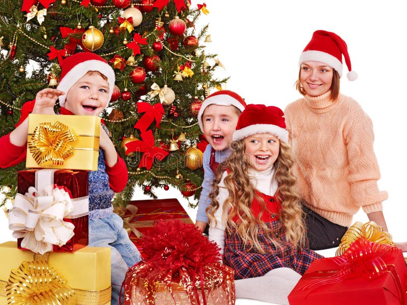 Kids with Christmas gift box. stock photography Kids with Christmas gift box. stock photography
