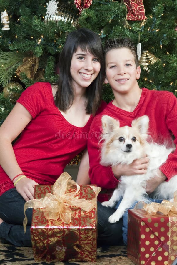 Kids with Christmas Puppy