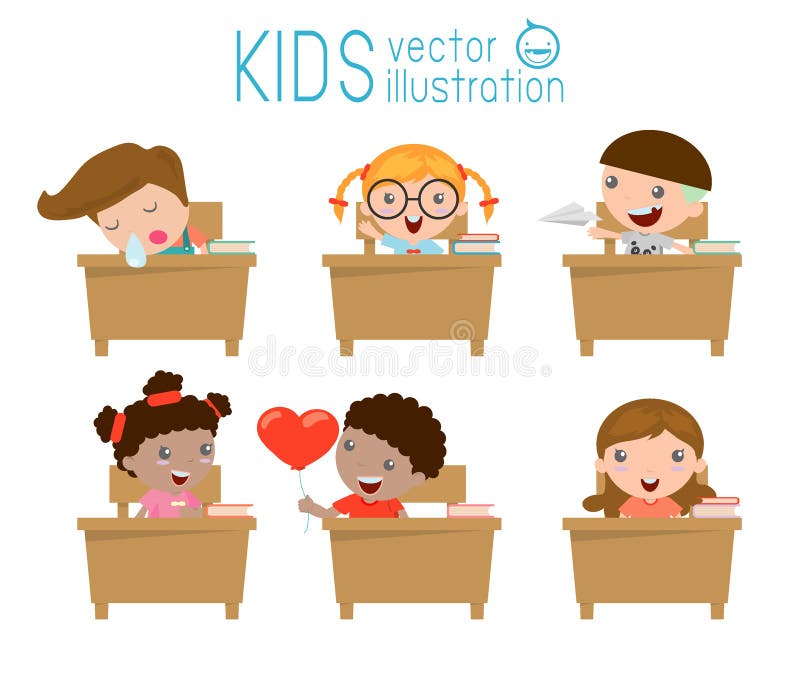 Kids in classroom, child in classroom, kids studying in classroom,illustration vector illustration Kids in classroom, child in classroom, kids studying in classroom,illustration vector illustration