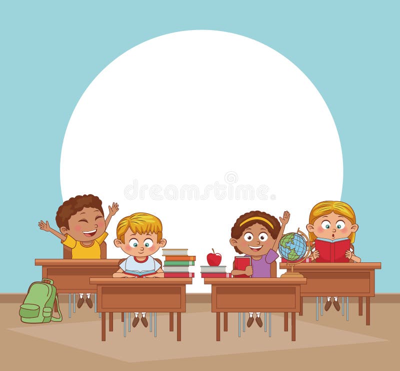 Kids in classroom stock illustration