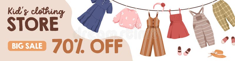 Kids Clothes Sale Banner Template. Children Shop, Discount Advertisement  Design Stock Vector - Illustration of percent, accessory: 252306137