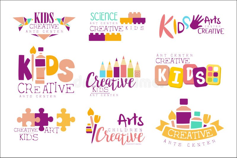 Kids Creative Class Template Promotional Logo with Oil Paint Tube ...
