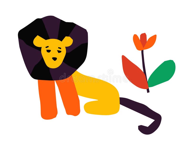 https://thumbs.dreamstime.com/b/kids-creativity-activity-lion-flower-craft-king-jungle-hand-drawn-cute-safari-animal-paper-children-drawing-painting-295166725.jpg