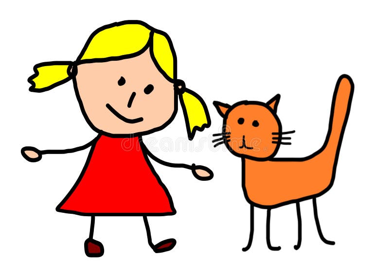 Kids drawing - friends stock illustration. Illustration of girl