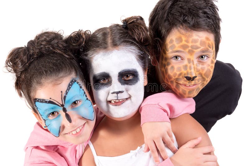 Kids with face-paint stock image. Image of children - 132820545