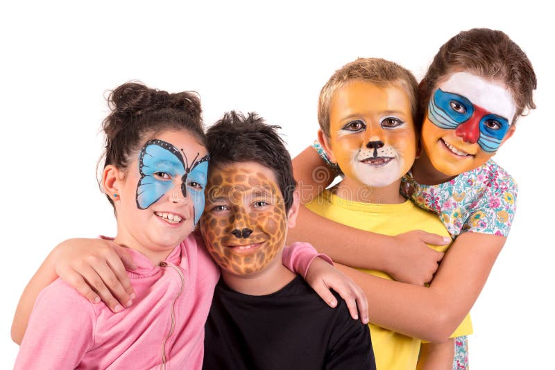 Kids with face-paint stock image. Image of little, cheerful - 140104777