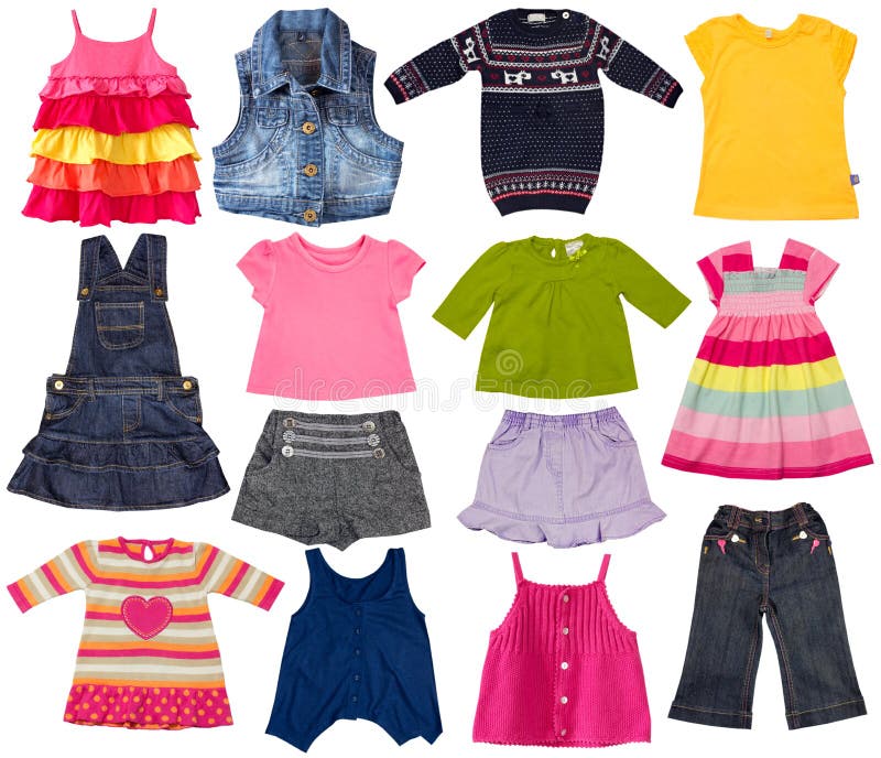 Kids Fashion Clothes Isolated on White. Stock Photo - Image of knitted ...