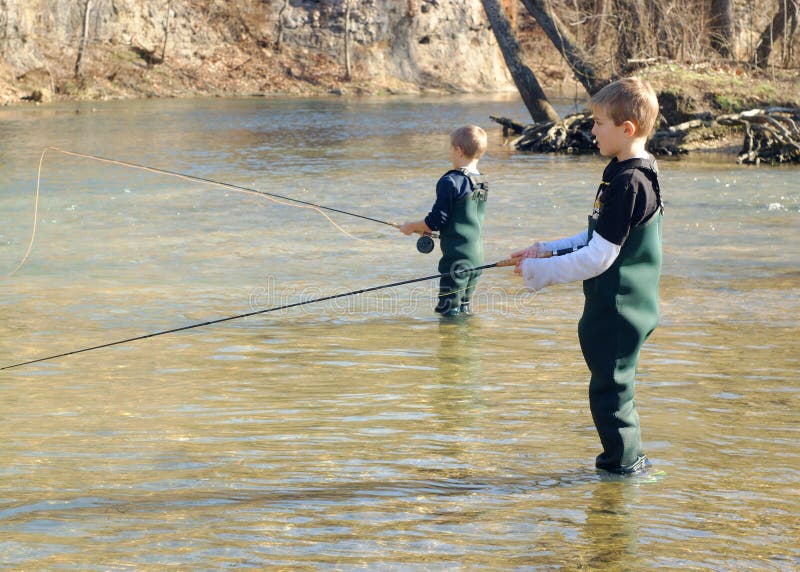 Kids fly fishing