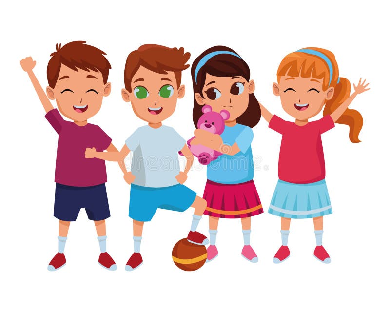 Kids Friends Playing and Smiling Cartoons Stock Vector - Illustration of ball, playful: 152903051 Kids Friends Playing and Smiling Cartoons Stock Vector - Illustration of ball, playful: 152903051