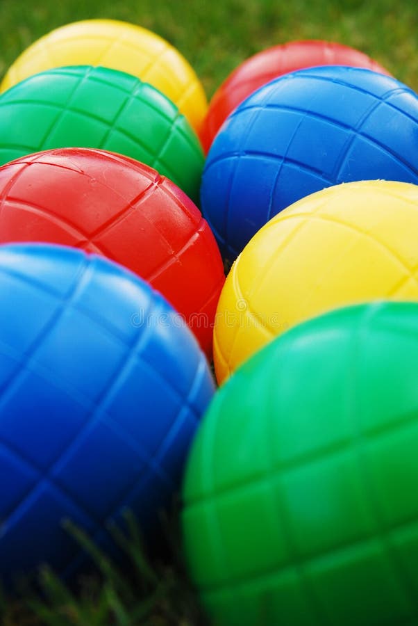 Kids garden balls stock photo. Image of green, colourful 8736558