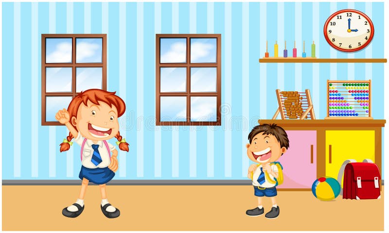 Kids Are Getting Ready For School At Home Stock Vector Illustration Of Family Indoors