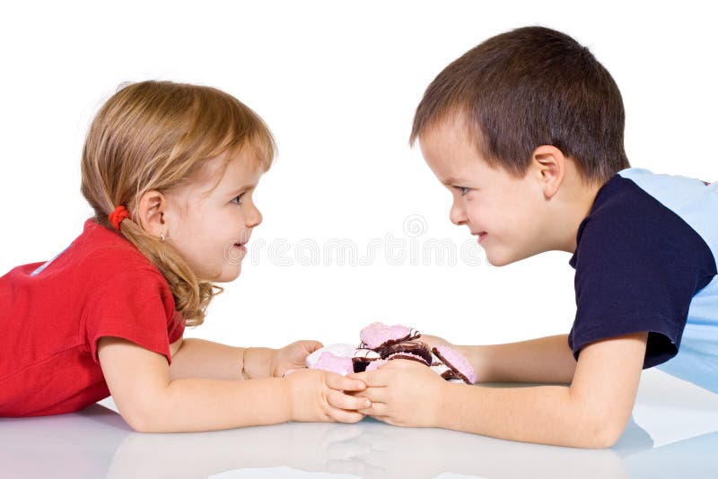 Kids with Gingerbread Cookies Stock Image - Image of pretty, beautiful