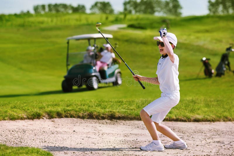 Kids golf competition stock photo. Image of kinder, grass 60823178