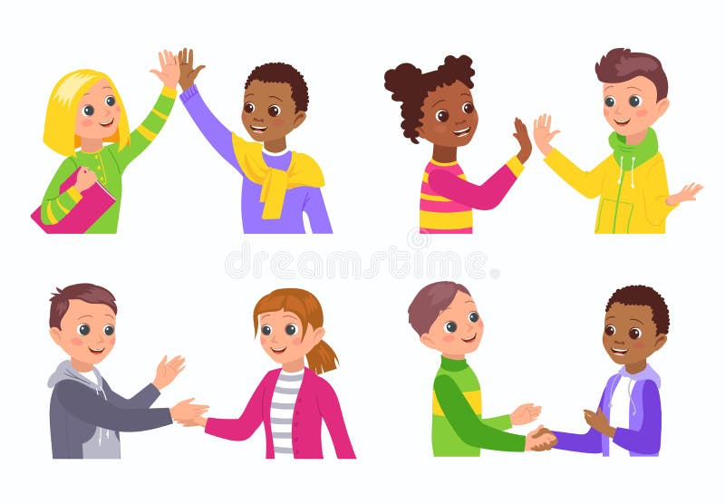 Children Greeting Each Other Stock Illustrations – 427 Children ...
