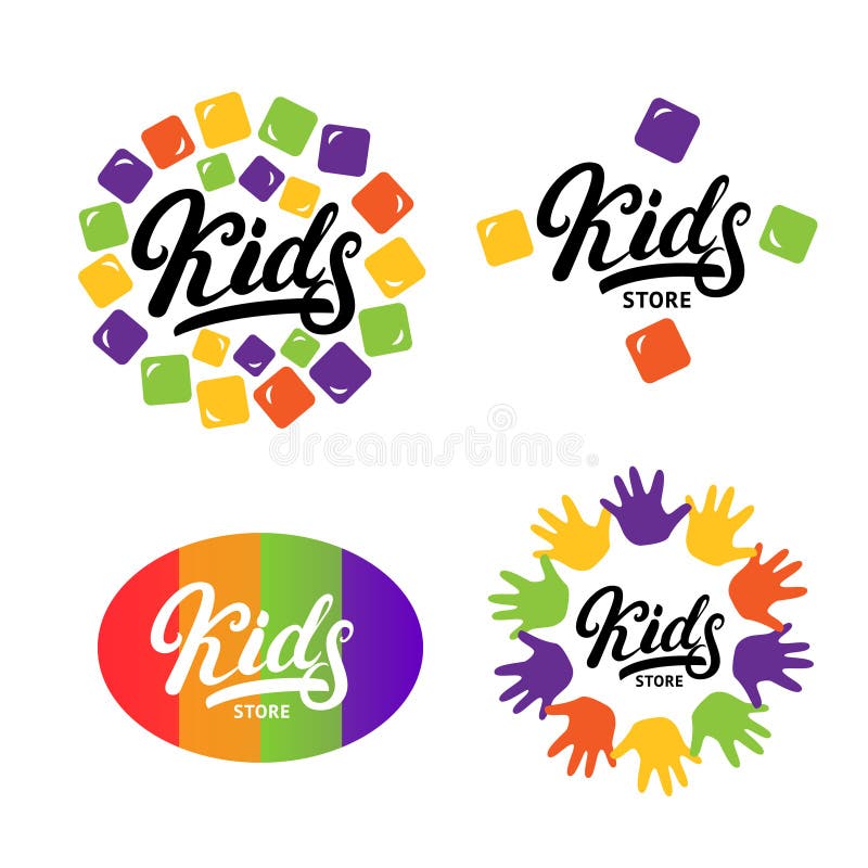 Kids Logo Vector Set. Logo Collection of Kids Club, Land, Playground ...