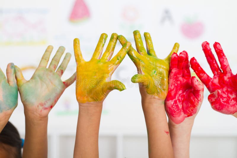 Kids hands paint