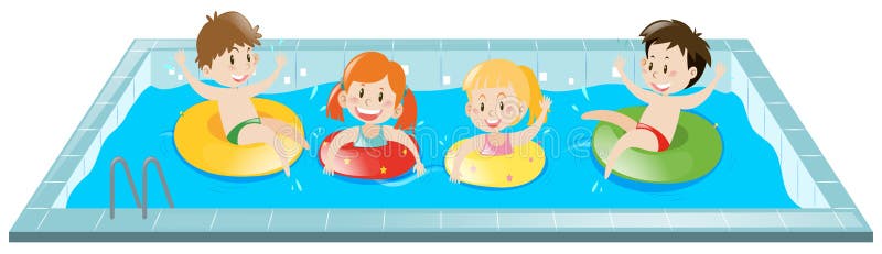 Kids Having Fun In The Swimming Pool Stock Vector Illustration Of
