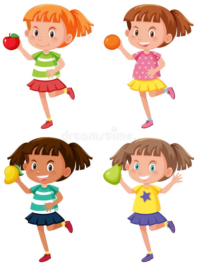 Kids Holding Different Fruits Stock Vector - Illustration of adorable ...