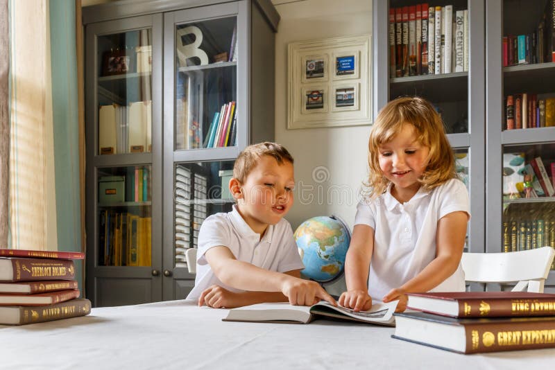 Kids at homework at home