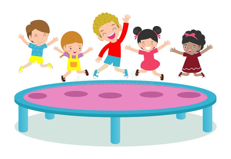 Outdoors and Recreation Clipart-girl jumping playing on trampoline clipart