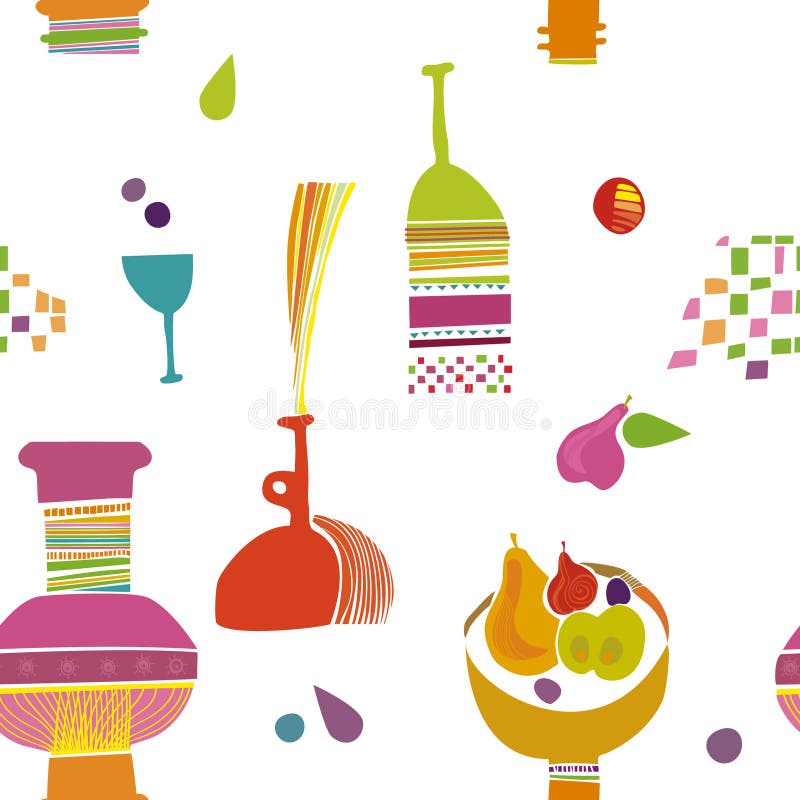 Kids Kitchen Pattern Wallpaper Stock Vector - Illustration of fabrics