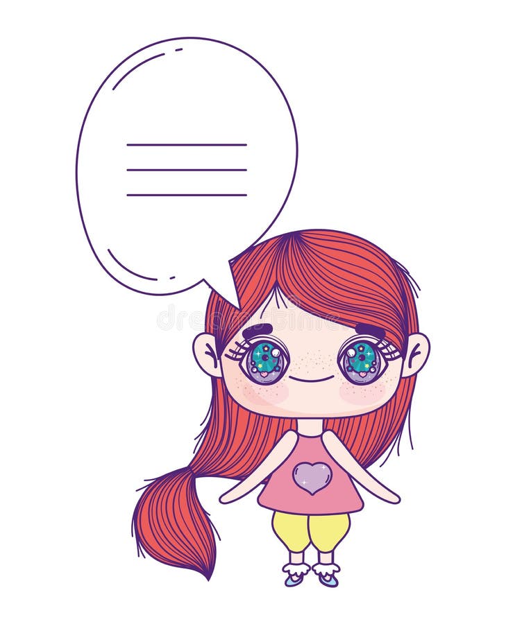 Kids Little Girl Anime Cartoon Speech Bubble Stock Vector  Illustration  of chat conversation 168959331
