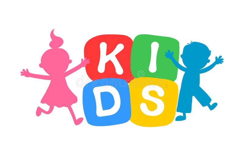 Kids Logo.Happy Kids Vector Illustration. Stock Vector - Illustration ...