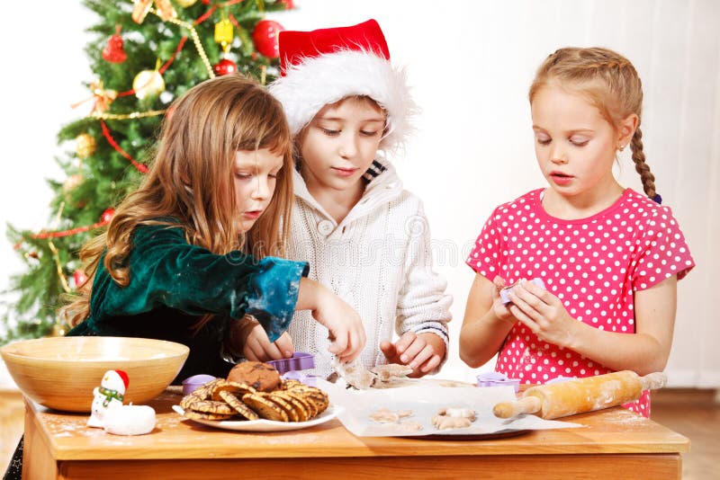 Kids making cookies