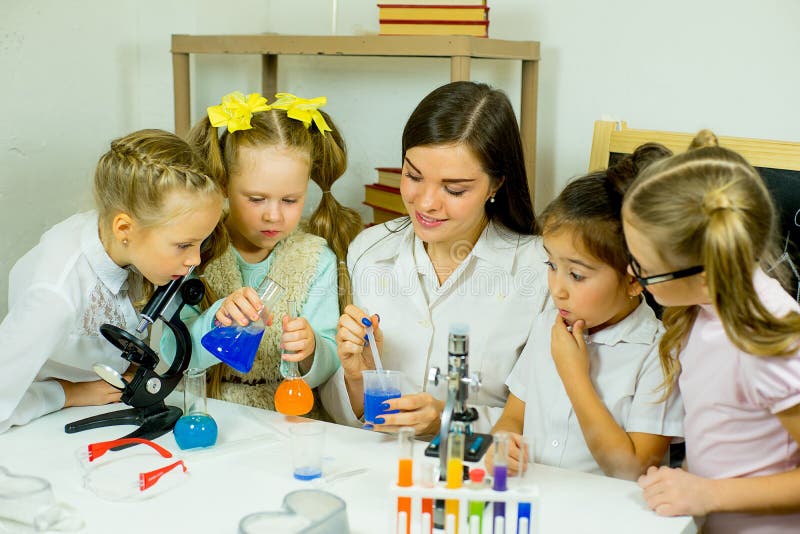 Kids Making Science Experiments Stock Image Image of knowledge