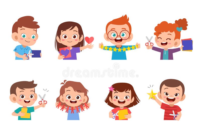 kids paper craft art vector illustation