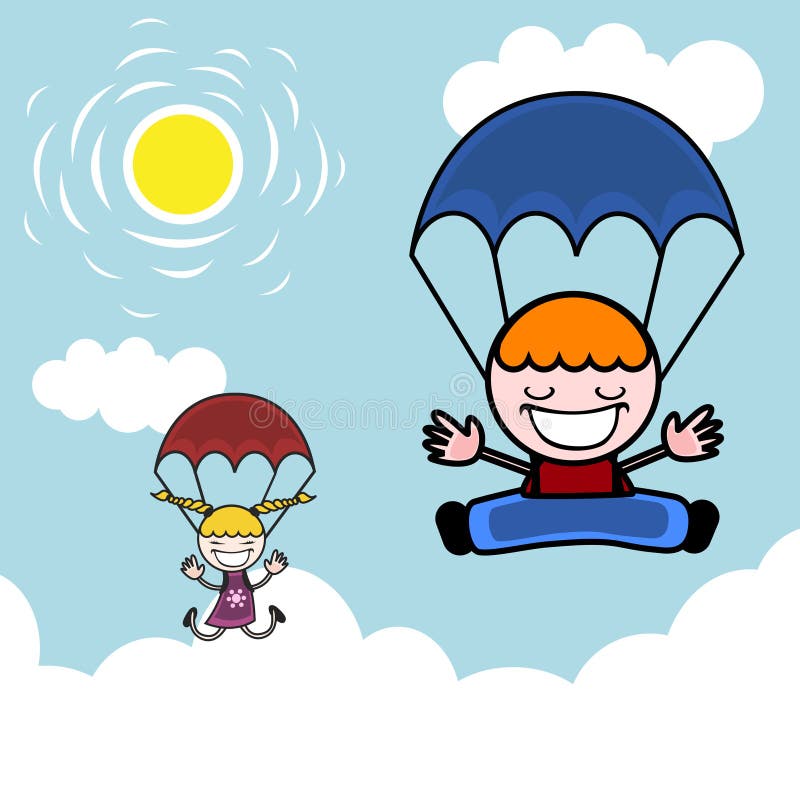 Kids with parachute stock vector. Illustration of born 13073099