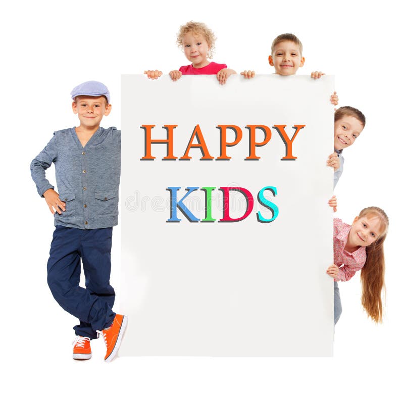 Kids with placard royalty free stock photos