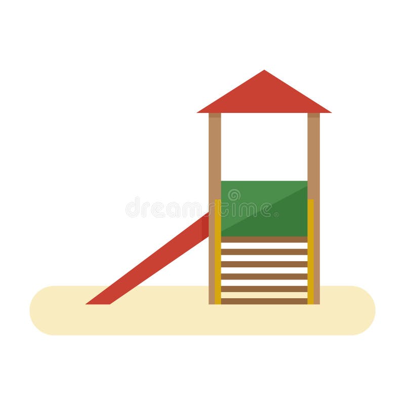 Kids Playground With Slide And Stairs Vector Flat Style Design Stock