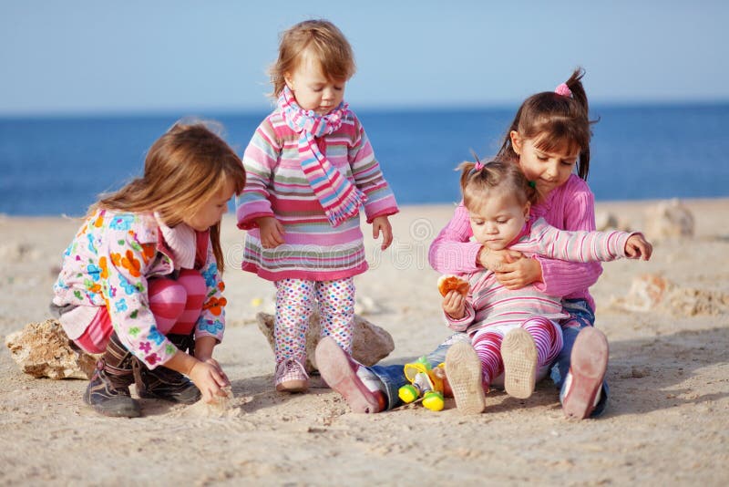 Kids playing at the beach