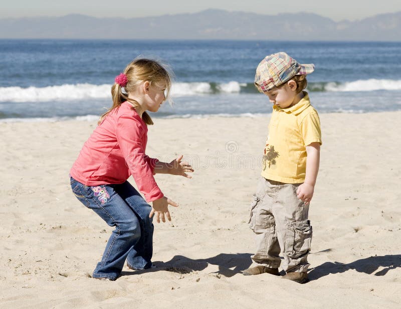 Kids are playing on beach stock photography Kids are playing on beach stock photography