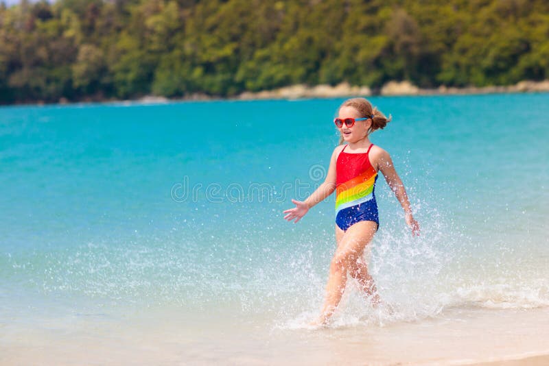 Kids Playing on Beach. Children Play at Sea Stock Image - Image of ...