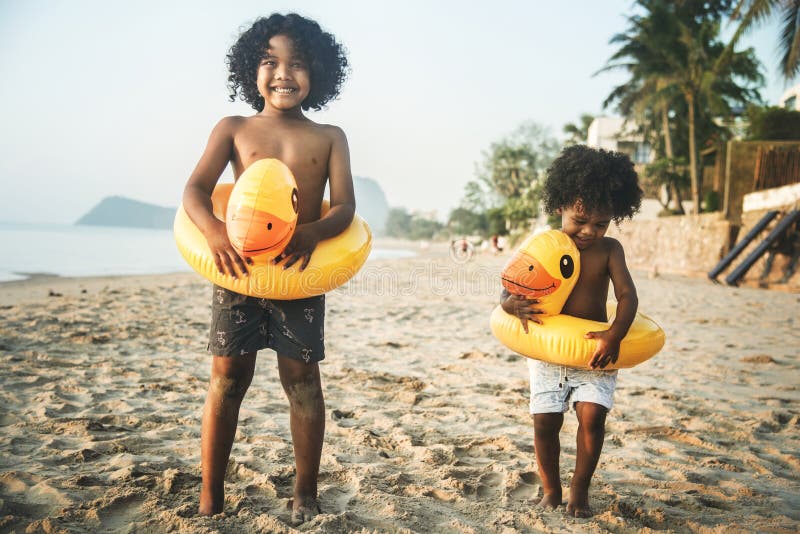 Kids playing at the beach