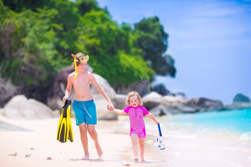 Kids playing on a beach