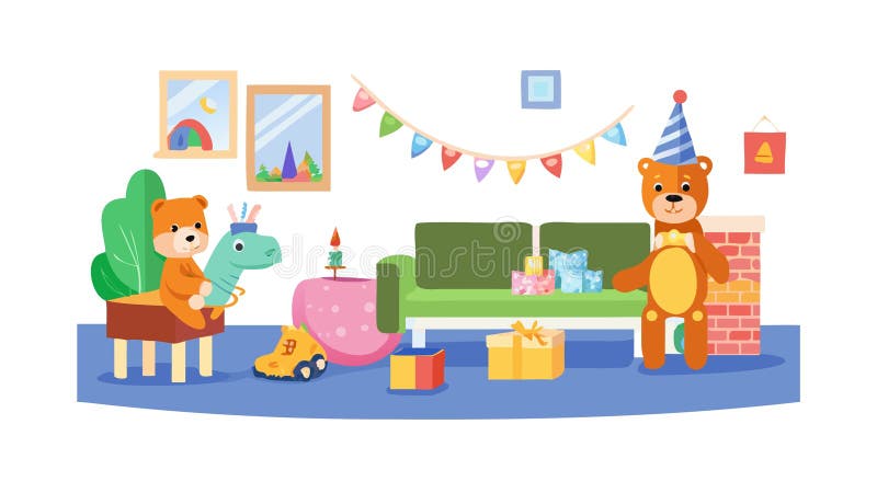 Kids Playing with Building Blocks Vector, Creative Playtime Fun, vector design Generative AI stock illustration