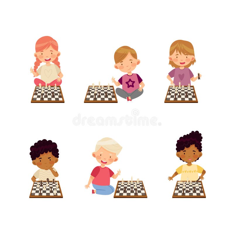 Kids playing chess Royalty Free Vector Image - VectorStock